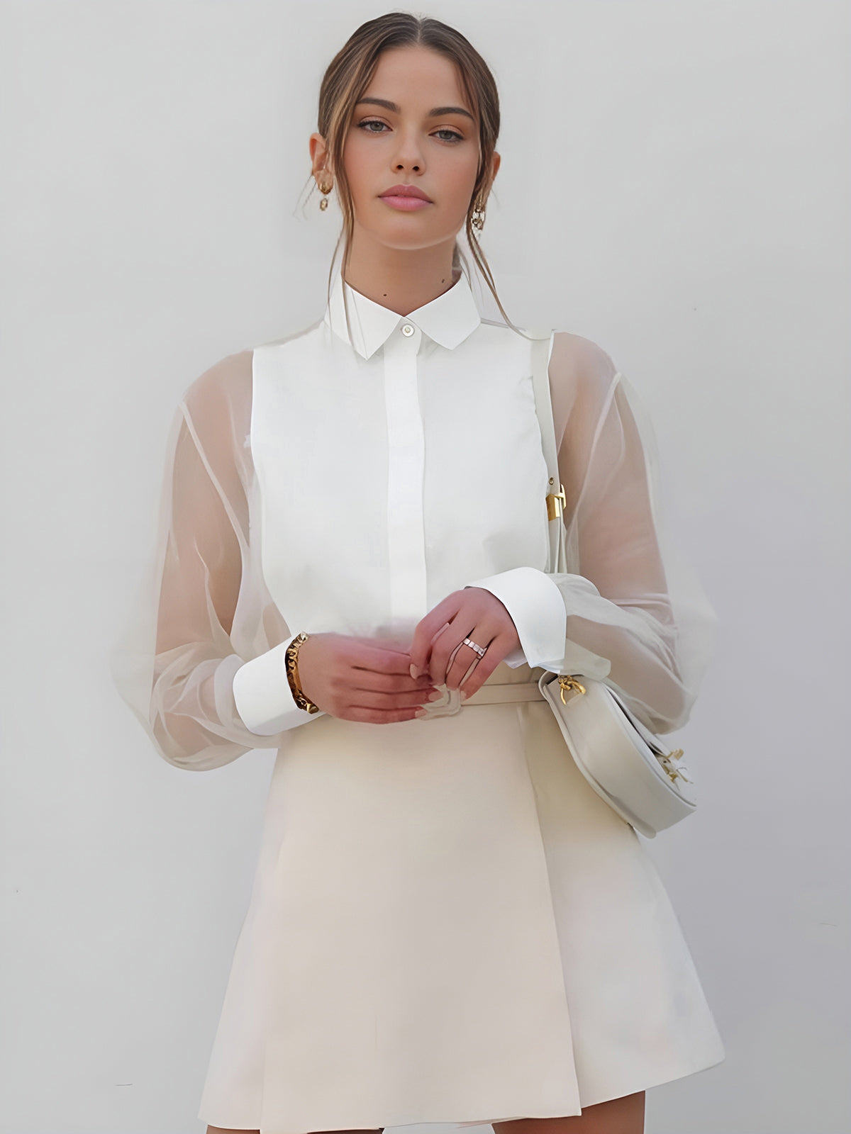 Lisette | Blouse Col Manches Transparentes