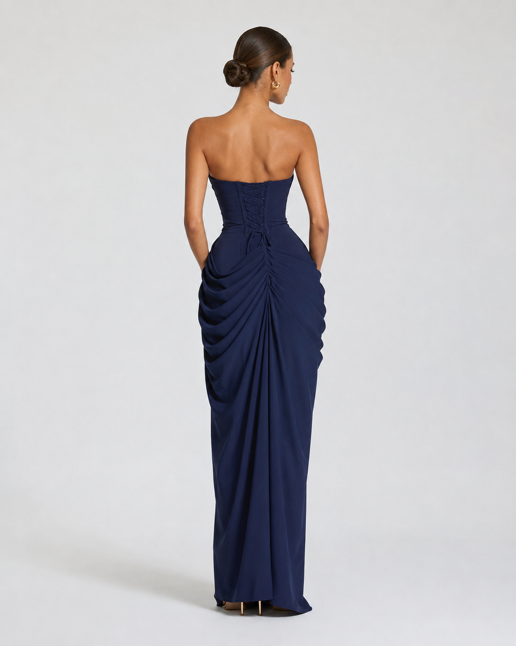 Livia | Robe Longue Bustier Froncé Laçage Dos