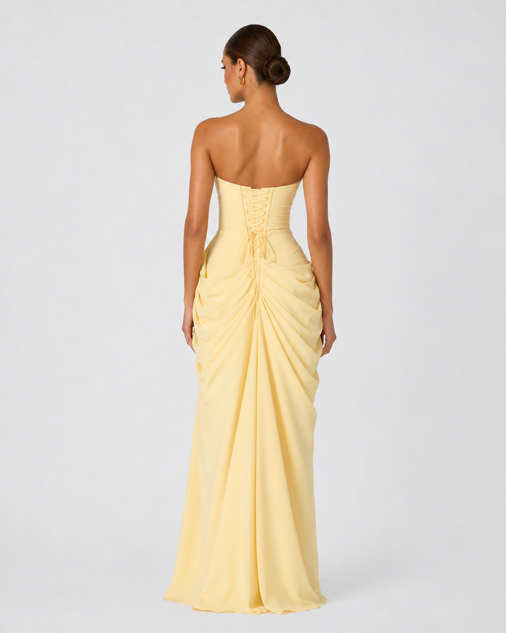 Livia | Robe Longue Bustier Froncé Laçage Dos