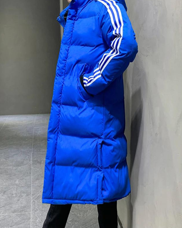 Vianney | Doudoune Longue Capuche Bandes Contrastées