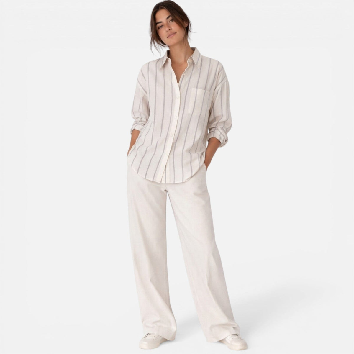 Karine | Chemise Rayée Boutonnée Femme