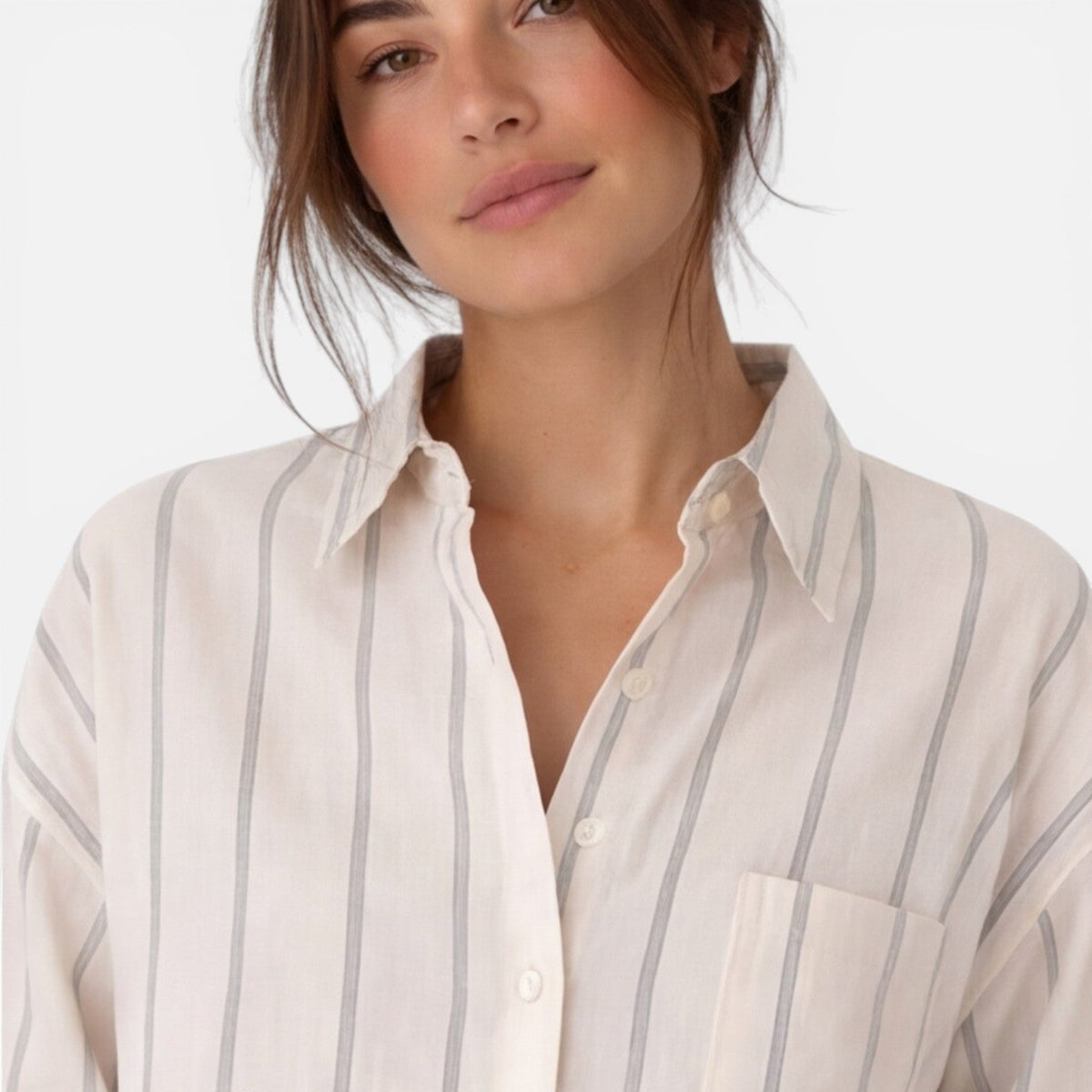 Karine | Chemise Rayée Boutonnée Femme