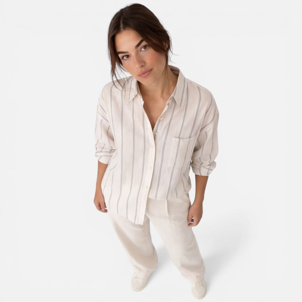 Karine | Chemise Rayée Boutonnée Femme