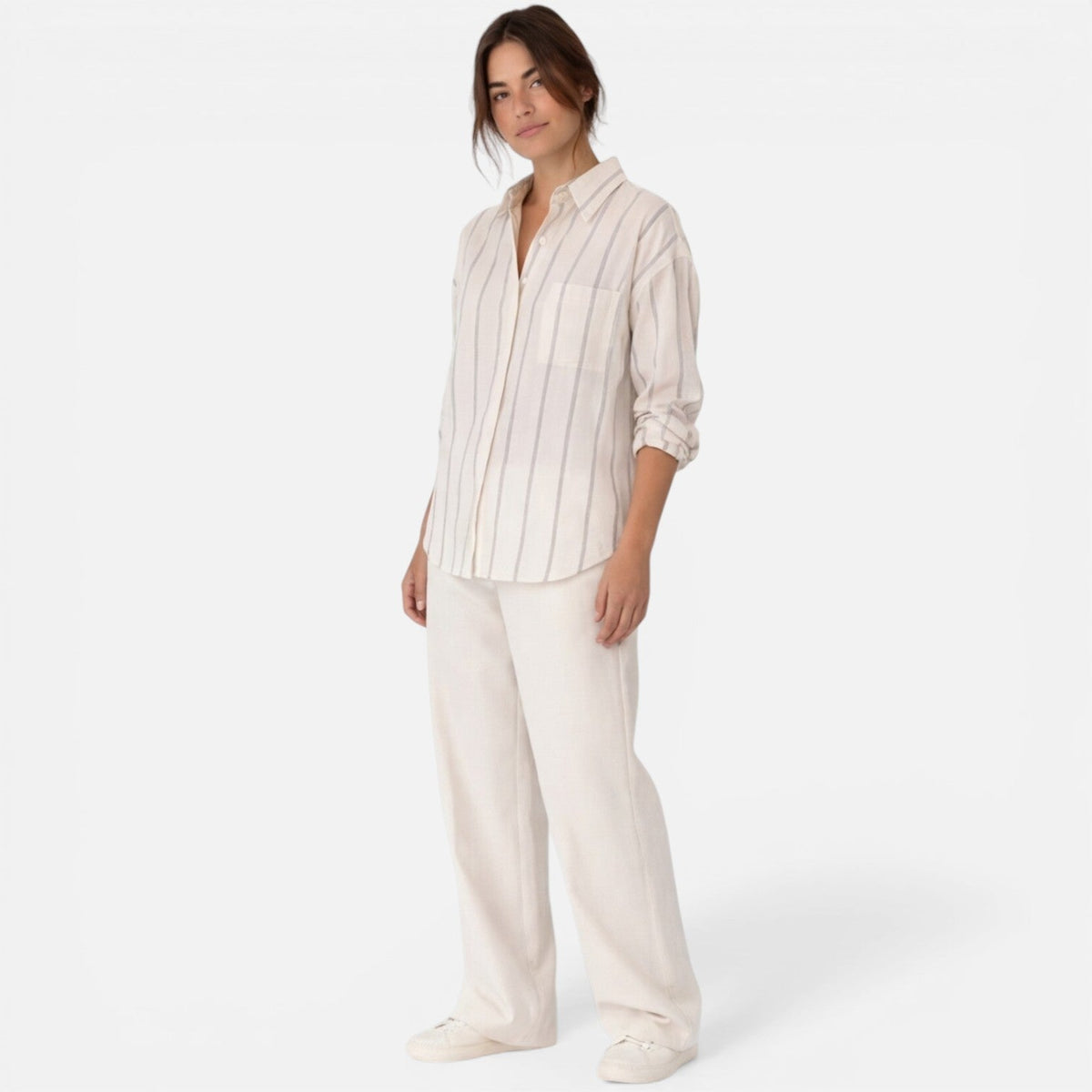 Karine | Chemise Rayée Boutonnée Femme