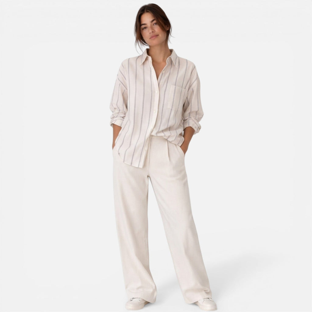 Karine | Chemise Rayée Boutonnée Femme