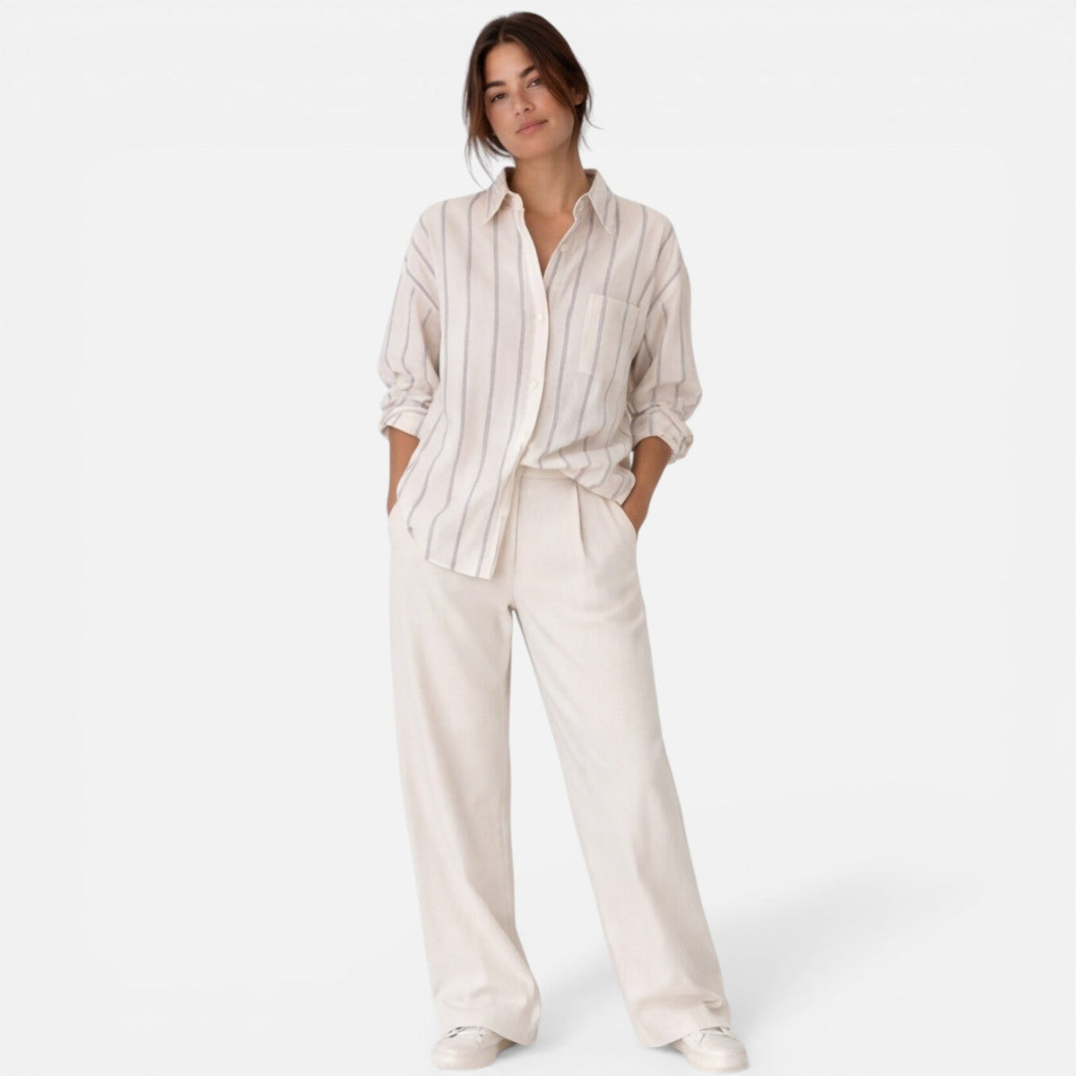 Karine | Chemise Rayée Boutonnée Femme