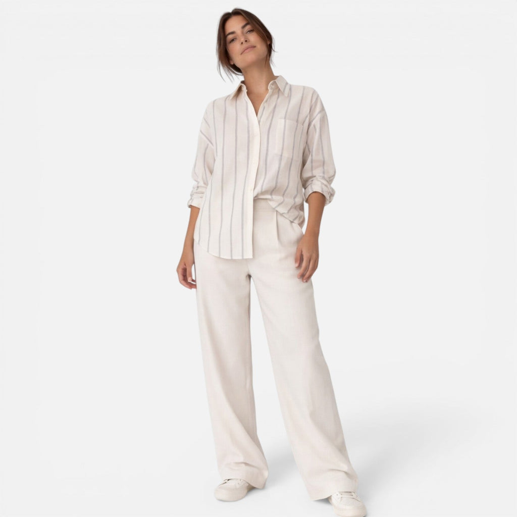 Karine | Chemise Rayée Boutonnée Femme