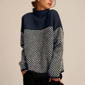 Enora | Pull Col Montant Motif Chevrons