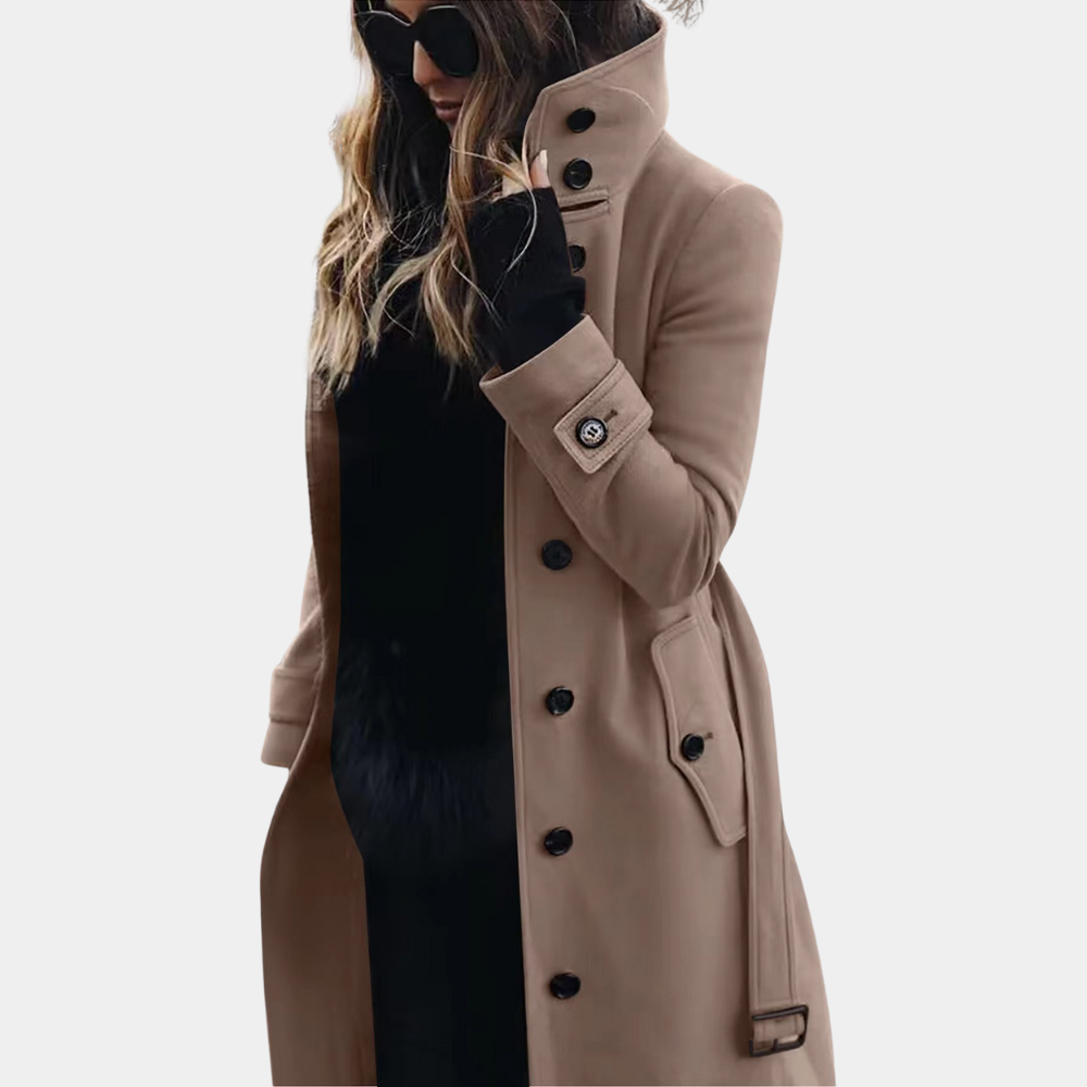 Sabrina | Manteau Long Col Montant Boutonné