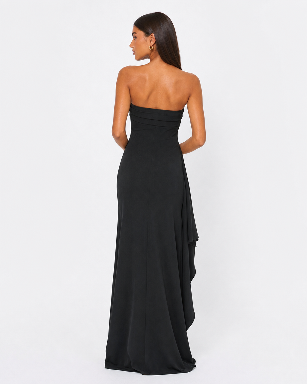 Ornella | Robe Longue Bustier Drapé Cascade Fendue