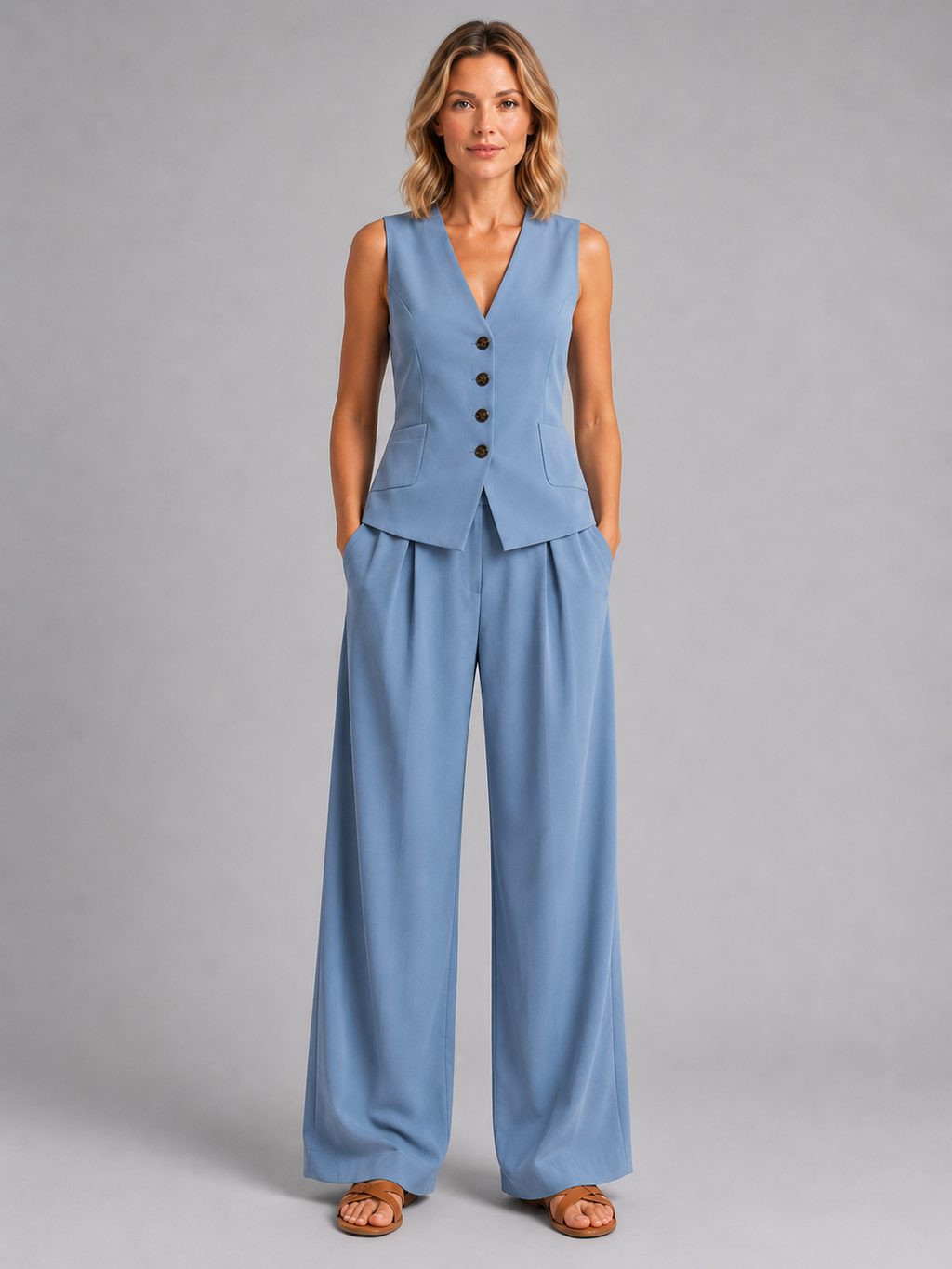 Aveline | Ensemble Gilet Pantalon Large
