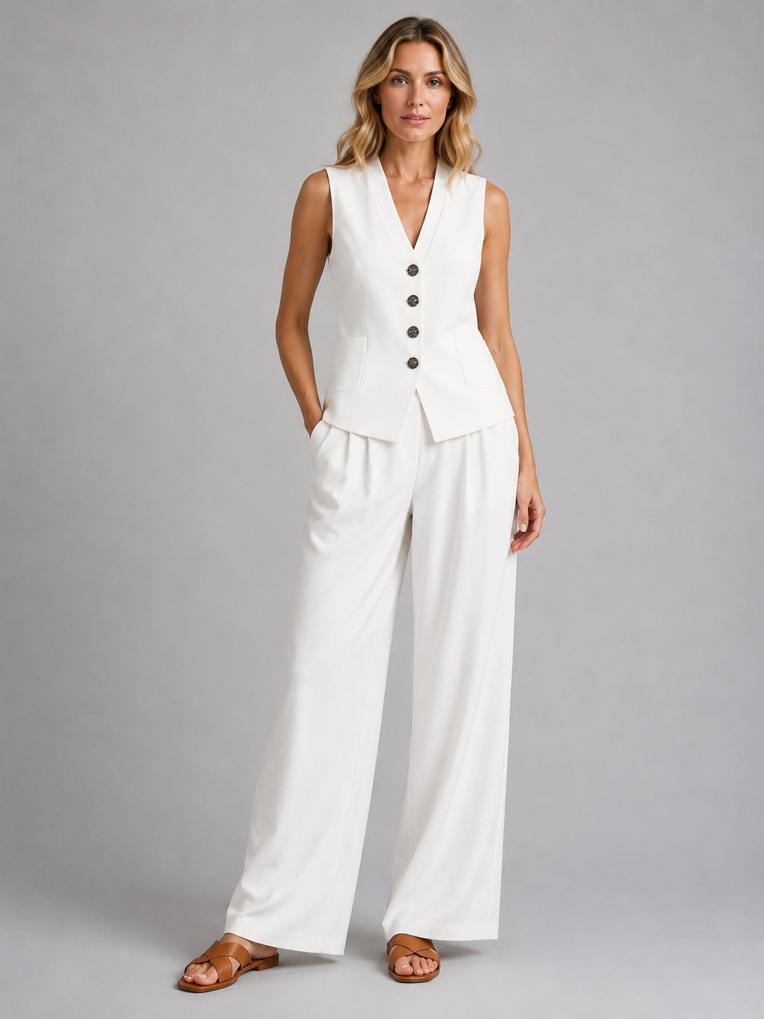 Aveline | Ensemble Gilet Pantalon Large