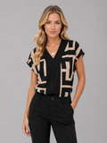 Edwige | Blouse Col V Motif Géométrique