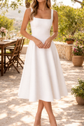 Stéphanie | Robe Midi Col Carré