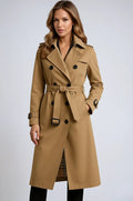 Léonore | Trench Long Double Boutonnage Doublure Motif