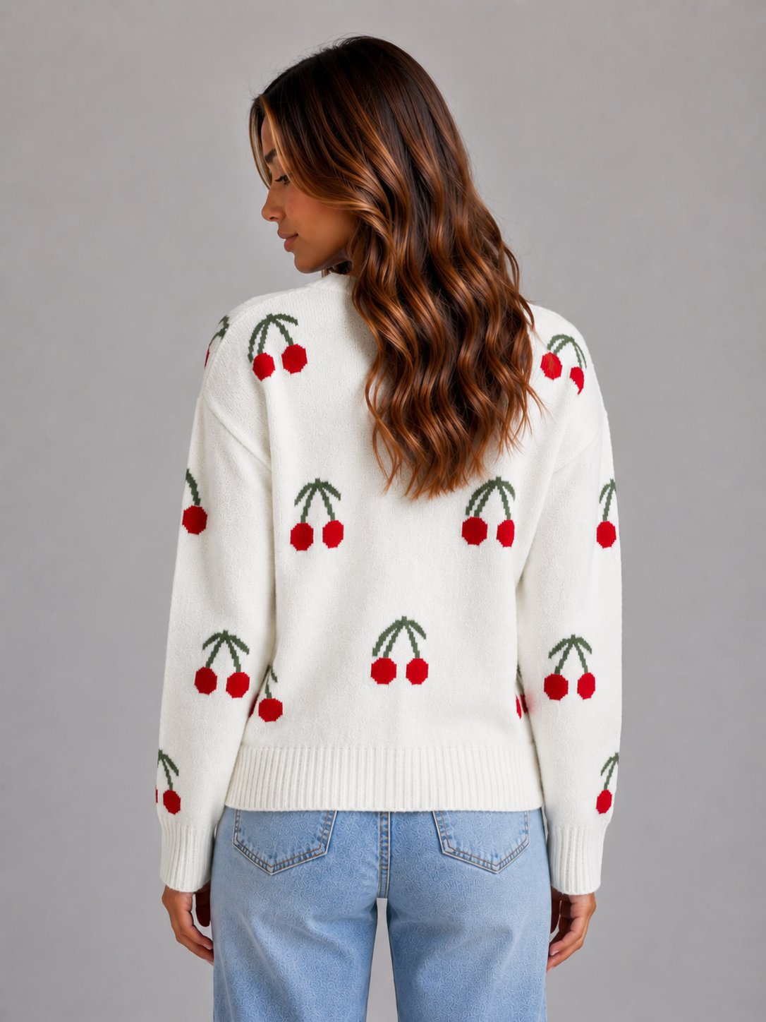 Nina | Gilet Imprimé Cerises Col V