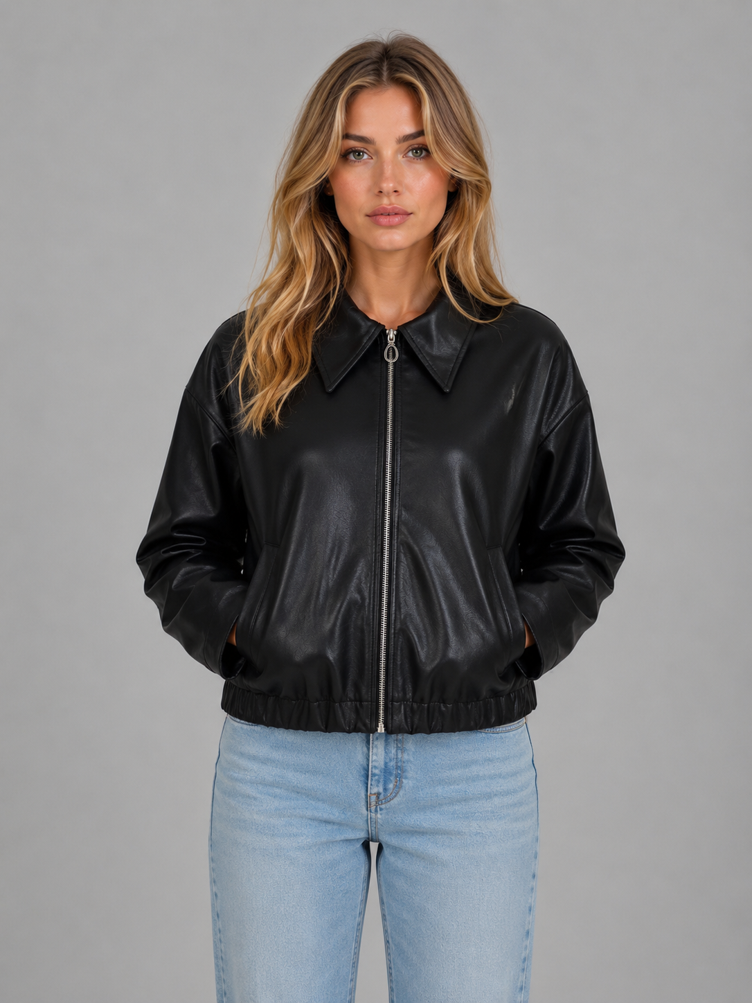 Lola | Veste Aspect Cuir Zippée Courte