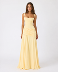 Calixte | Robe Longue Col Carré Drapé Hanches