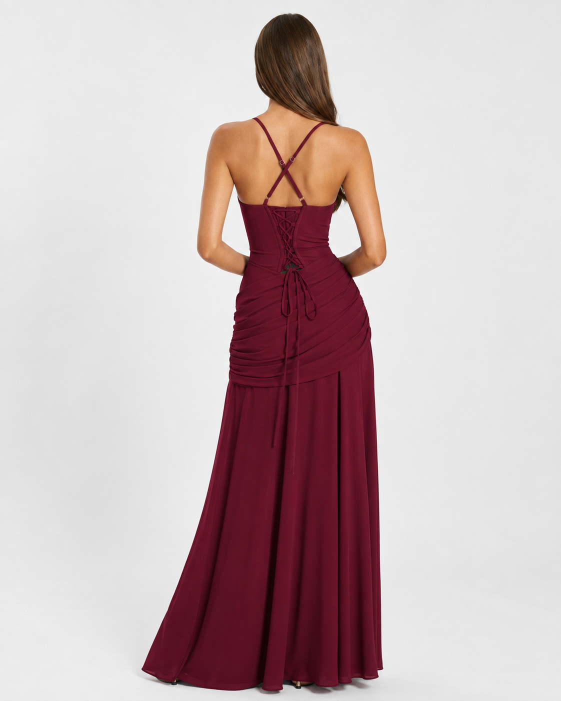 Calixte | Robe Longue Col Carré Drapé Hanches