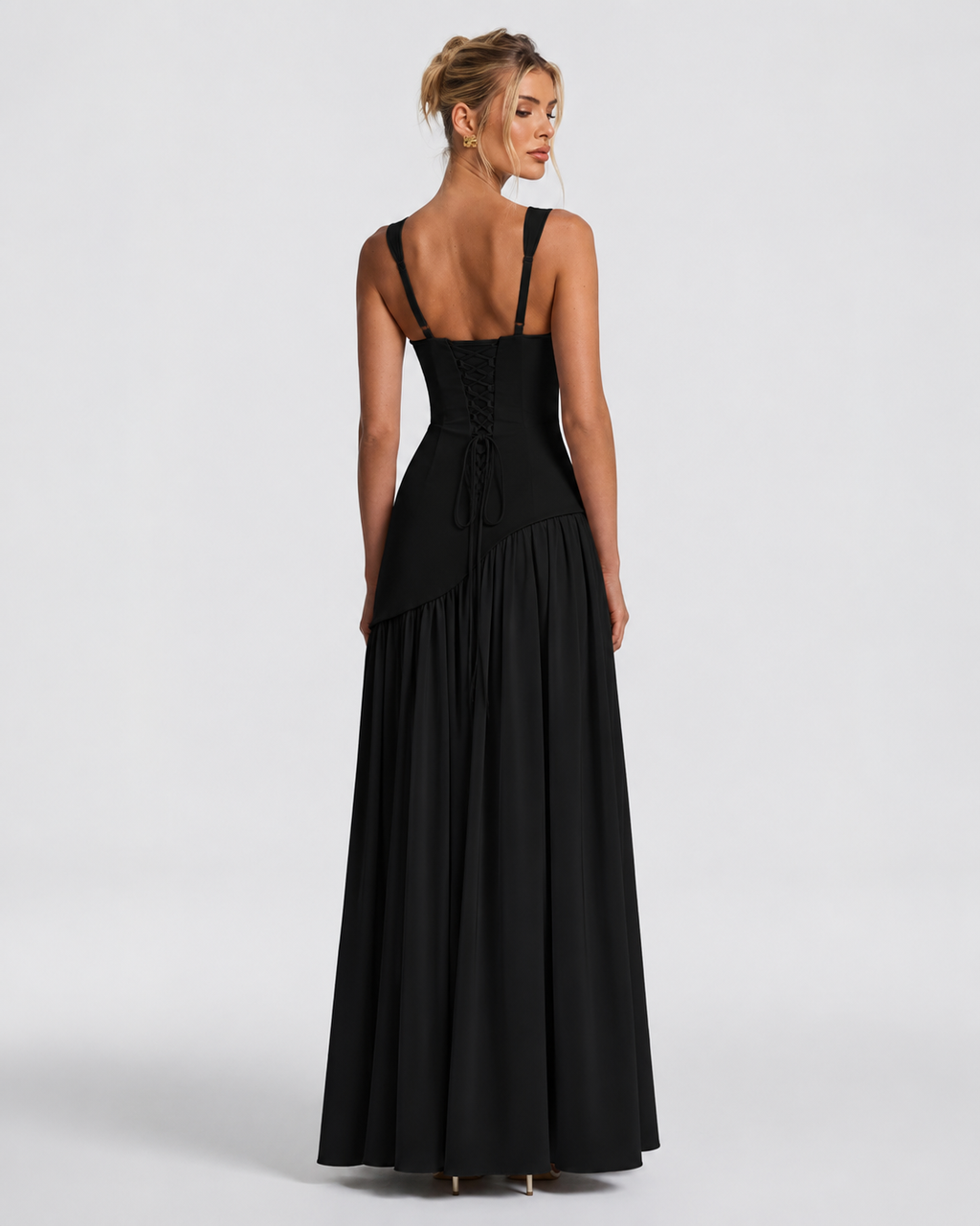 Ariane | Robe Longue Corset Fendue Écharpe Assortie