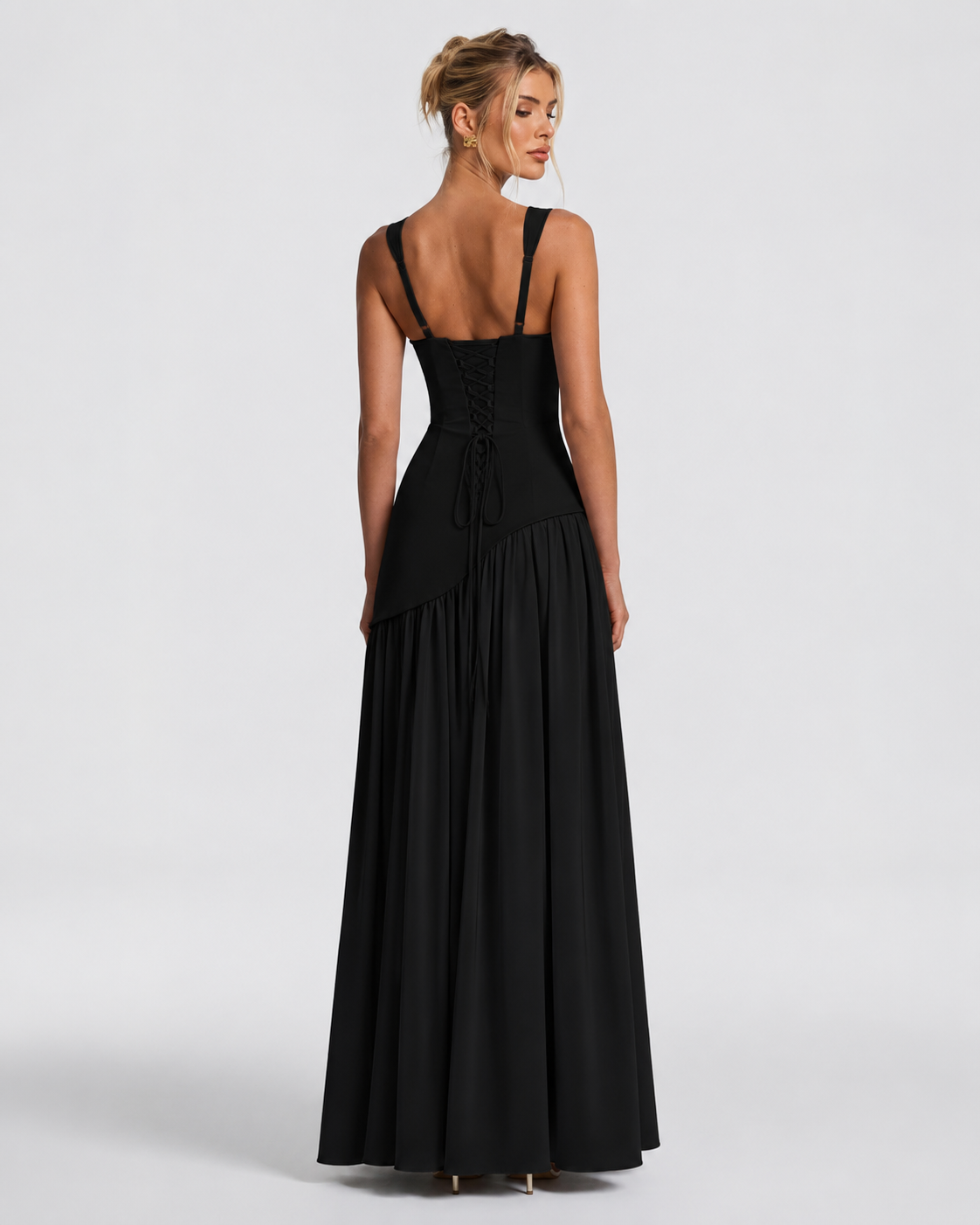 Ariane | Robe Longue Corset Fendue Écharpe Assortie