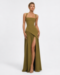 Ariane | Robe Longue Corset Fendue Écharpe Assortie