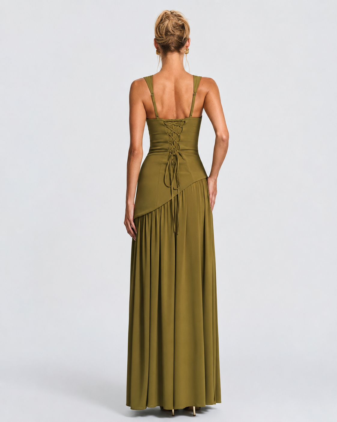Ariane | Robe Longue Corset Fendue Écharpe Assortie