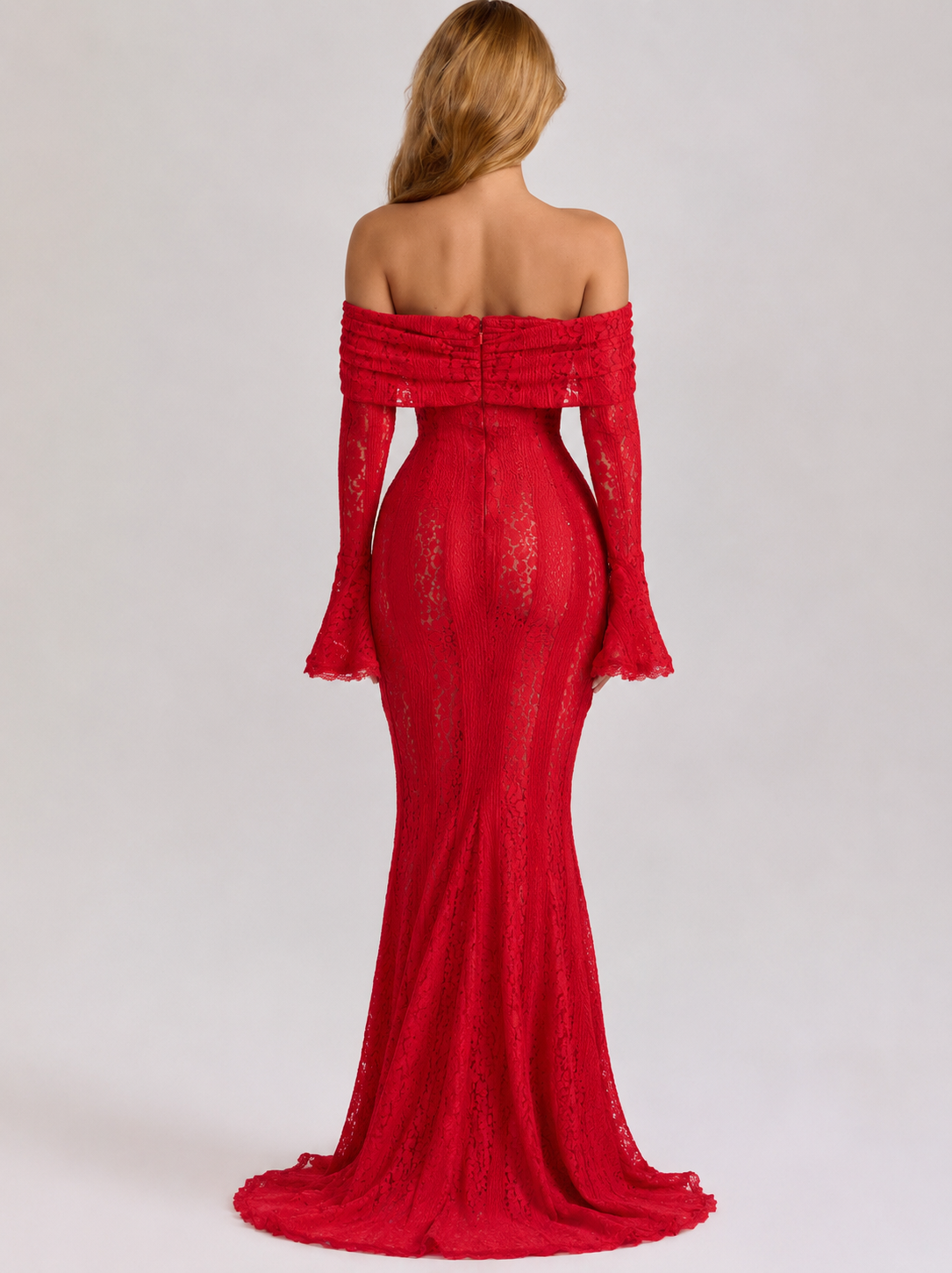Vérane | Robe Longue Dentelle Épaules Dénudées Sirène