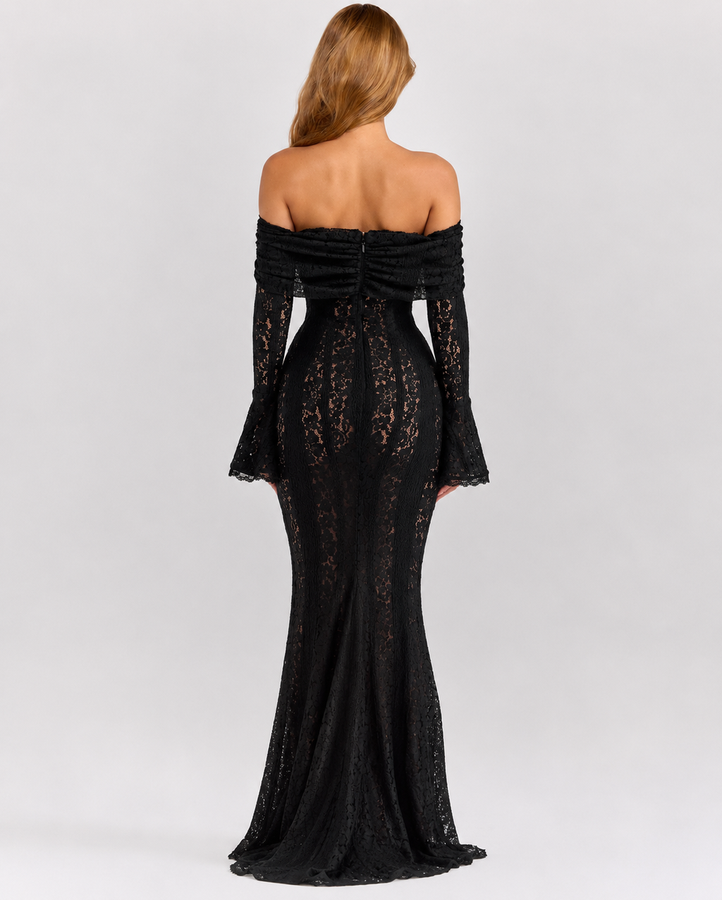 Vérane | Robe Longue Dentelle Épaules Dénudées Sirène
