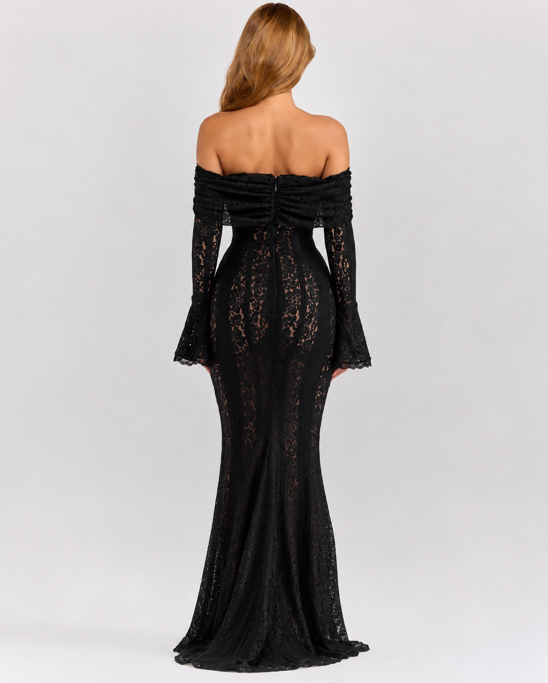 Vérane | Robe Longue Dentelle Épaules Dénudées Sirène