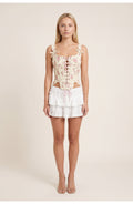Aurore | Top Corset Fleuri Lacé Femme