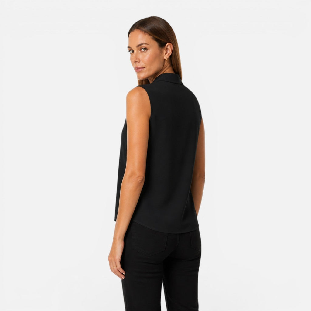 Henriette | Blouse Drapée Col V Sans Manches Femme
