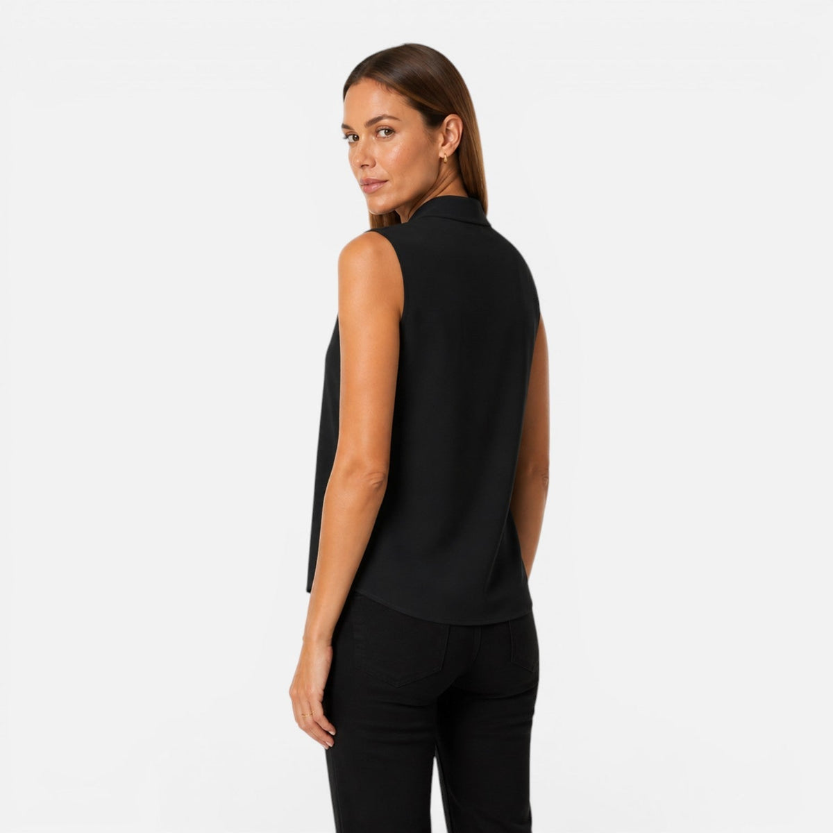 Henriette | Blouse Drapée Col V Sans Manches Femme