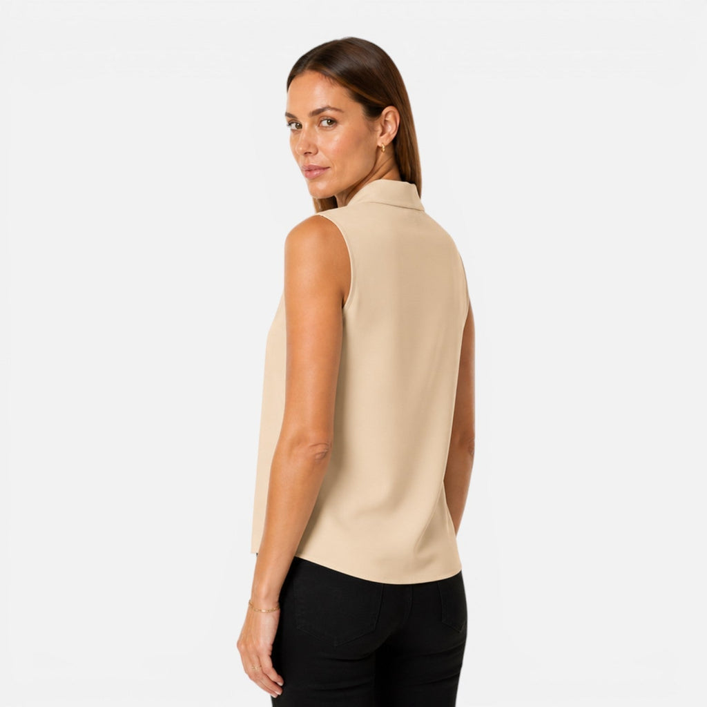 Henriette | Blouse Drapée Col V Sans Manches Femme