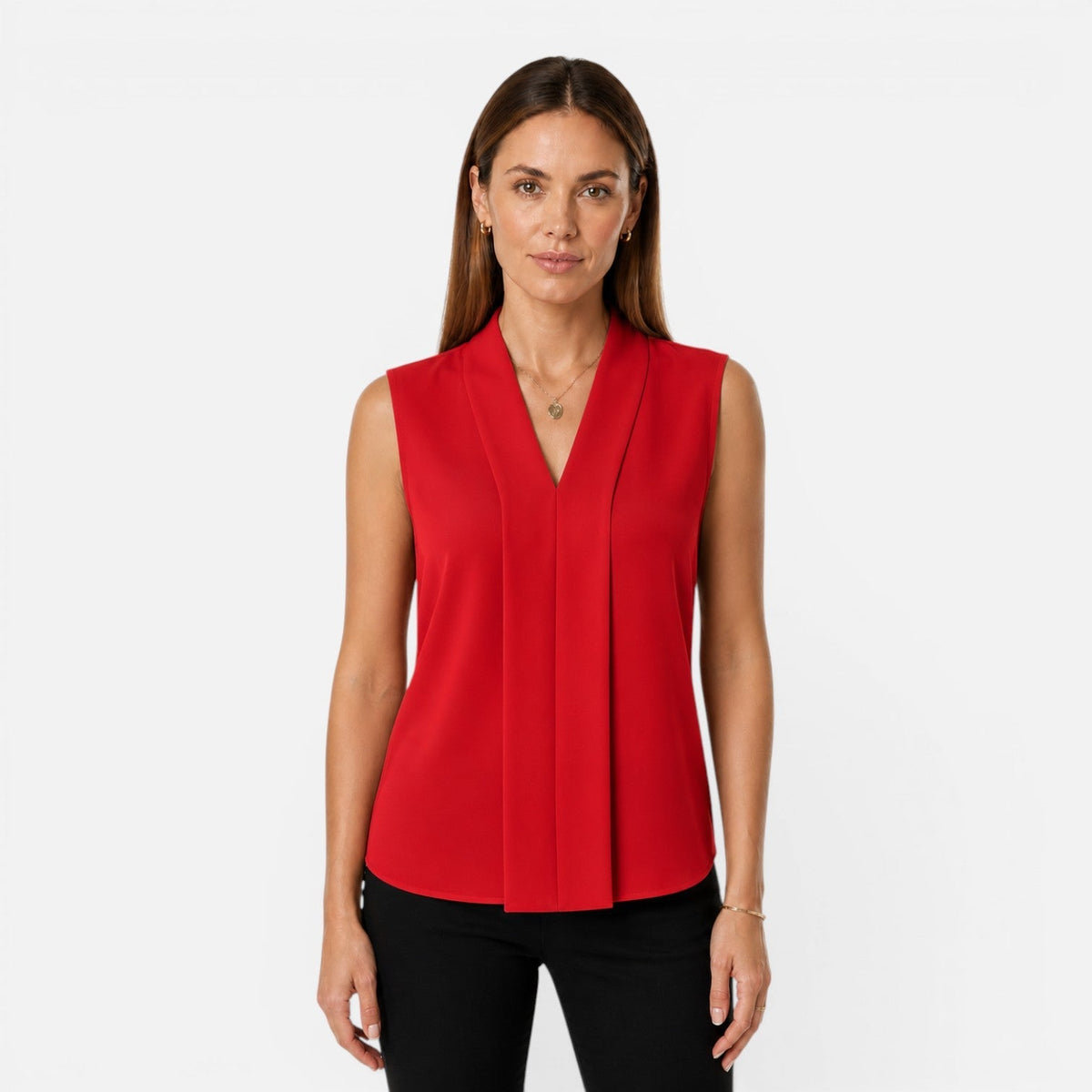 Henriette | Blouse Drapée Col V Sans Manches Femme
