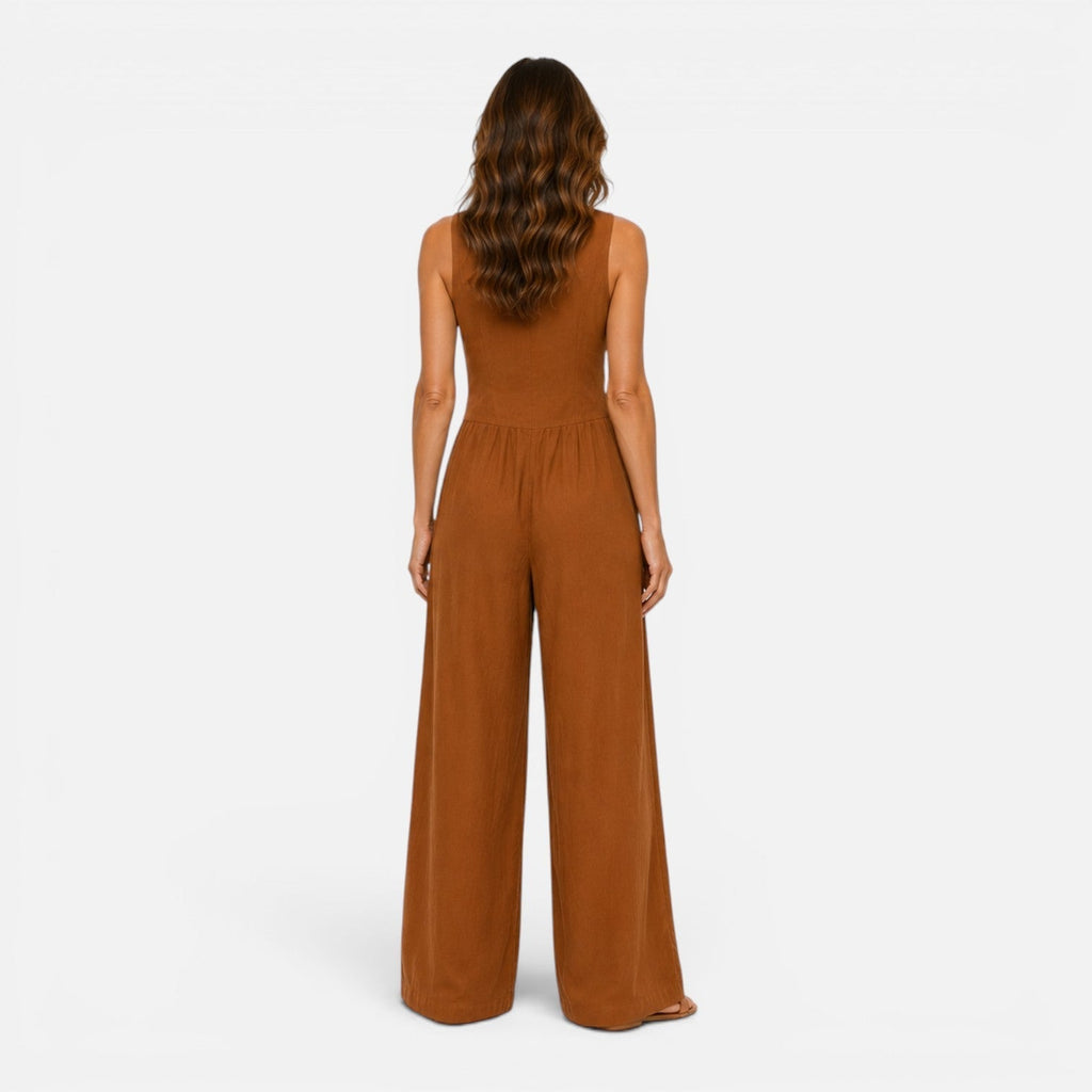 Théodora | Combinaison Pantalon Large Boutonnée