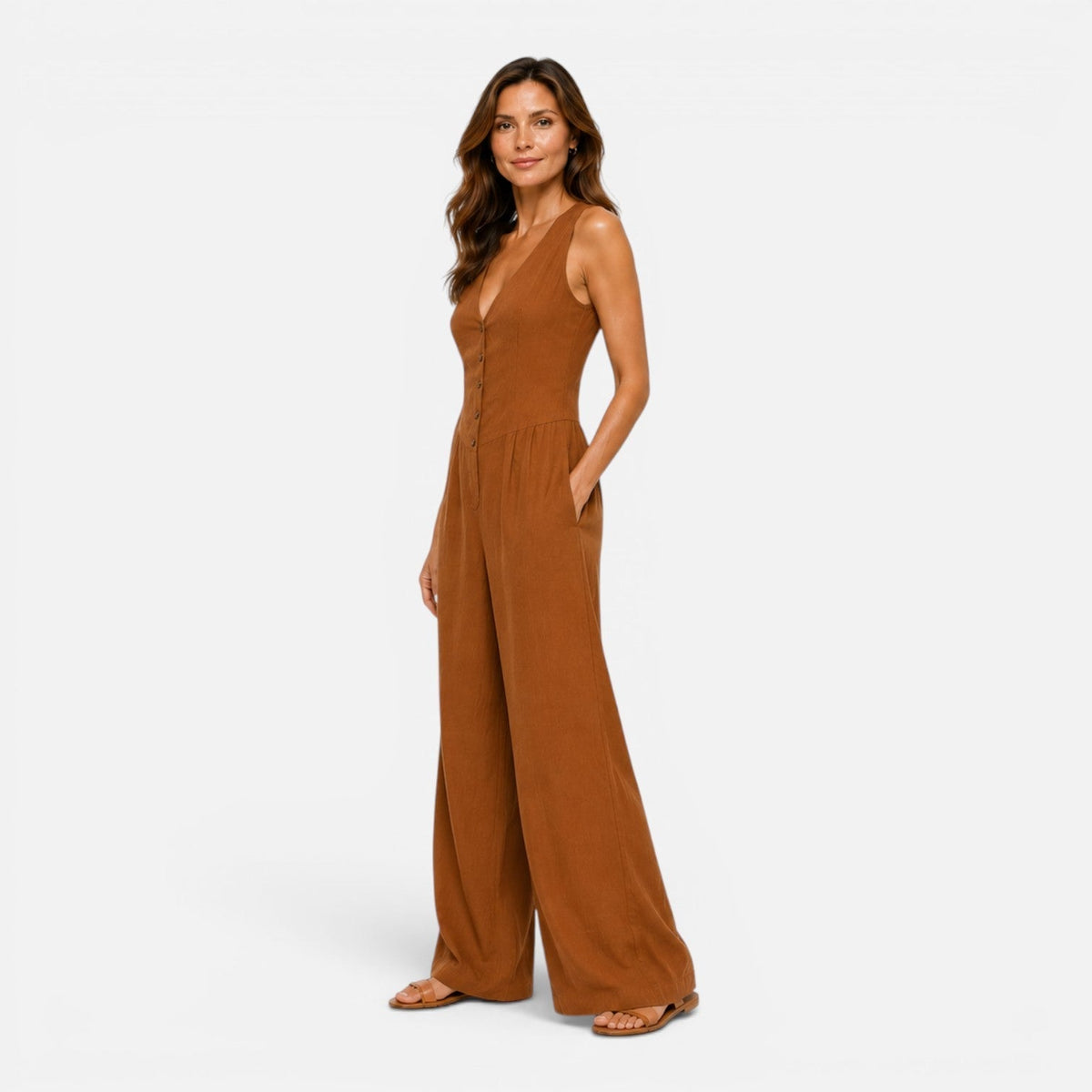 Théodora | Combinaison Pantalon Large Boutonnée