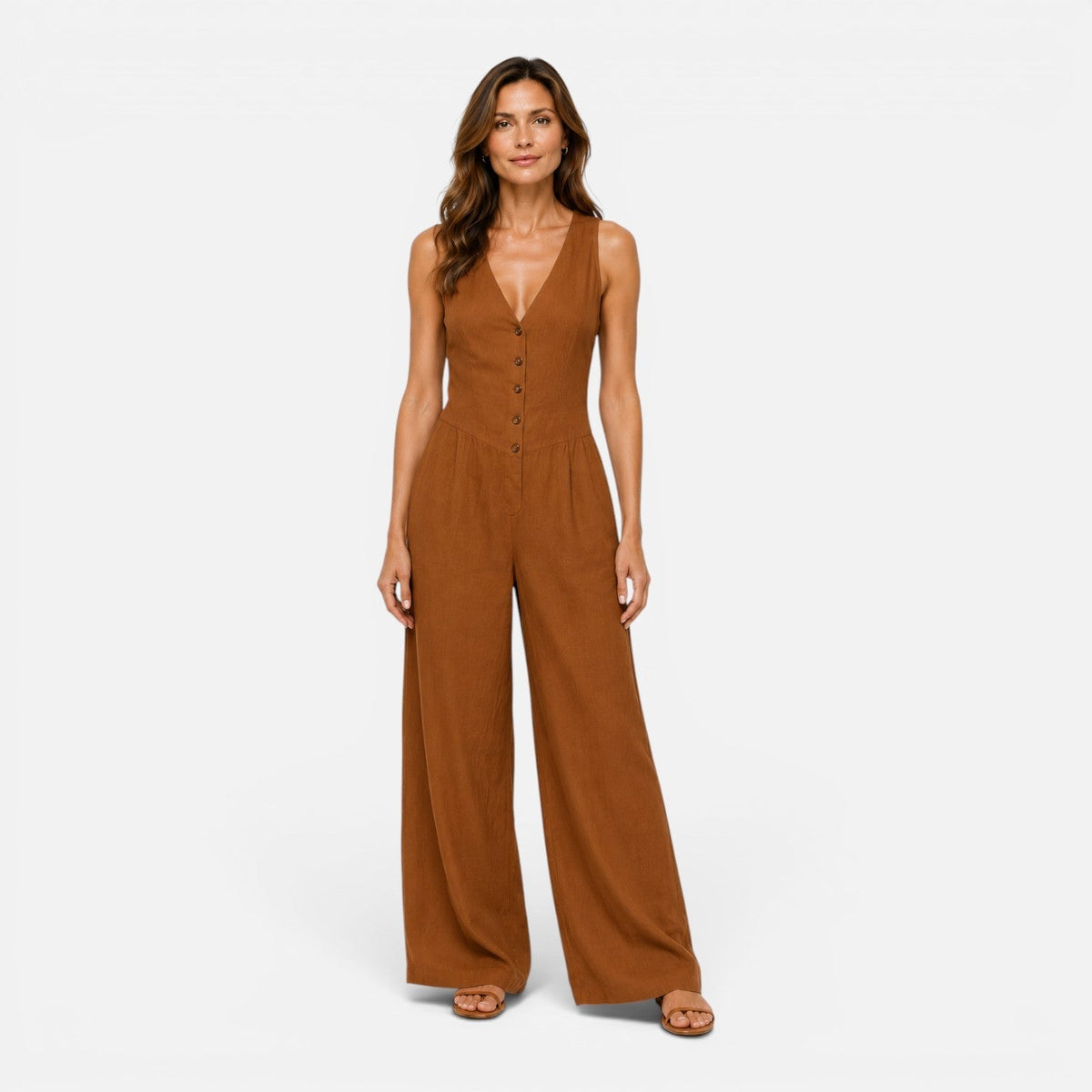 Théodora | Combinaison Pantalon Large Boutonnée