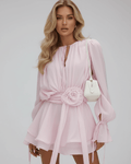 Lucette | Robe Courte Ceinture Fleur 3D
