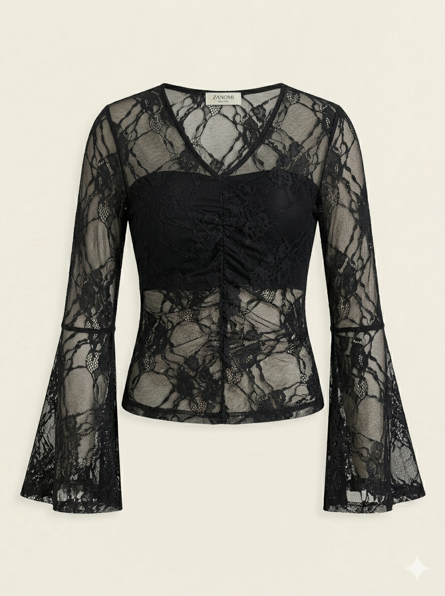 Justine | Chemise Dentelle Fleurie Col V Femme