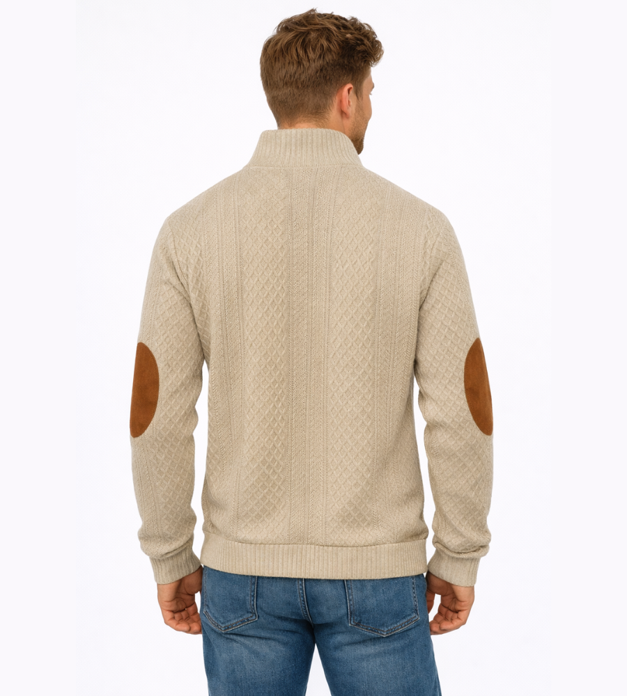 Théophile | Pull Torsadé Coudières Col Boutonné
