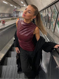 Florine | Top Sans Manches Simili Cuir Ajusté
