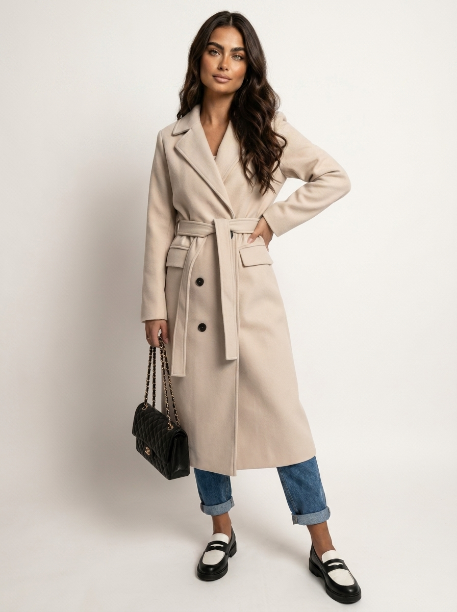 Yaëlle | Trench Long Croisé Ceinturé
