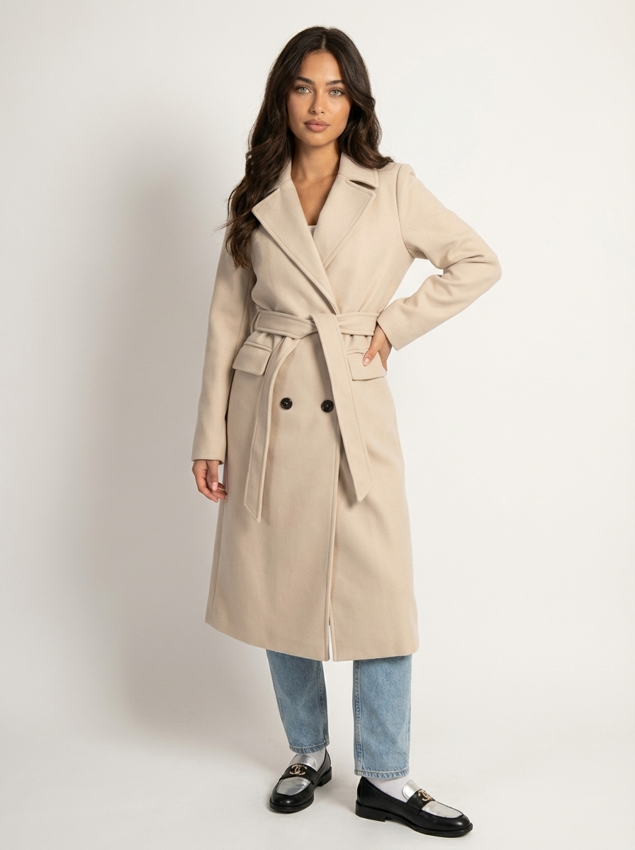 Yaëlle | Trench Long Croisé Ceinturé