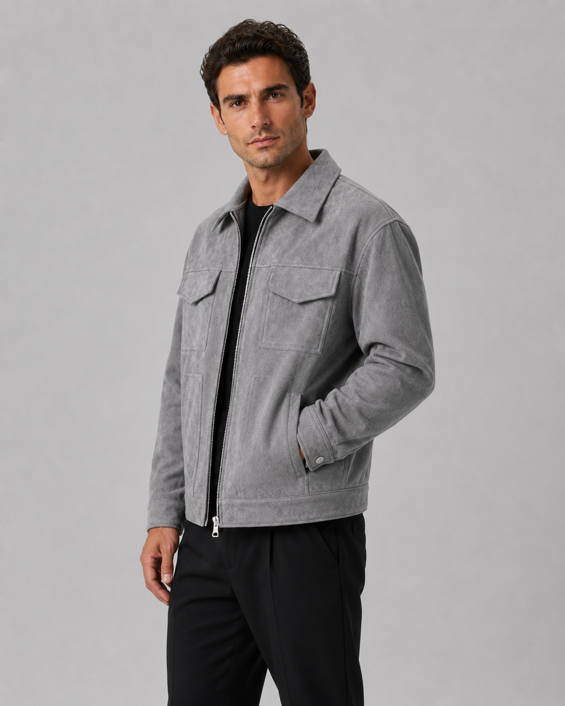 Aurèle | Veste Utilitaire Aspect Suédine