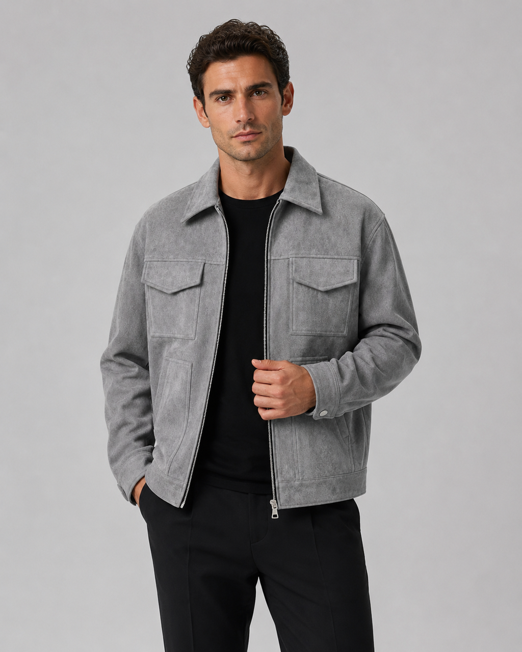 Aurèle | Veste Utilitaire Aspect Suédine
