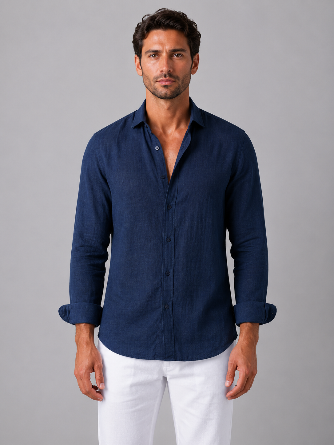 Tristan | Chemise Aspect Lin Boutonnée