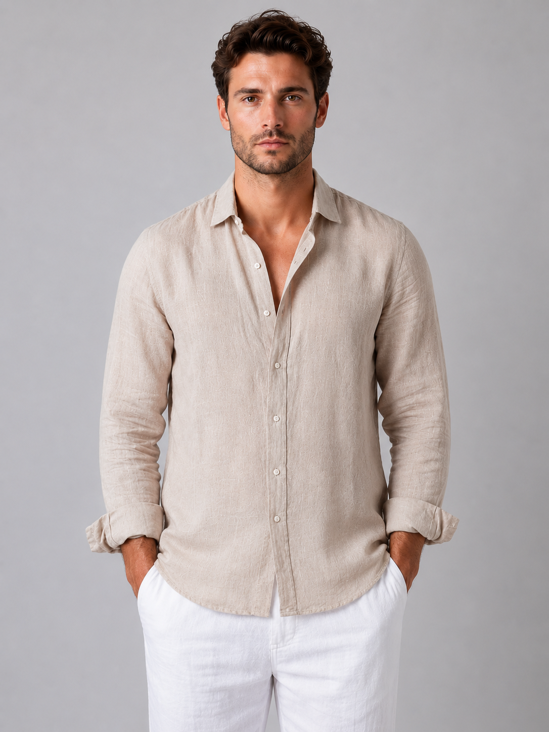 Tristan | Chemise Aspect Lin Boutonnée