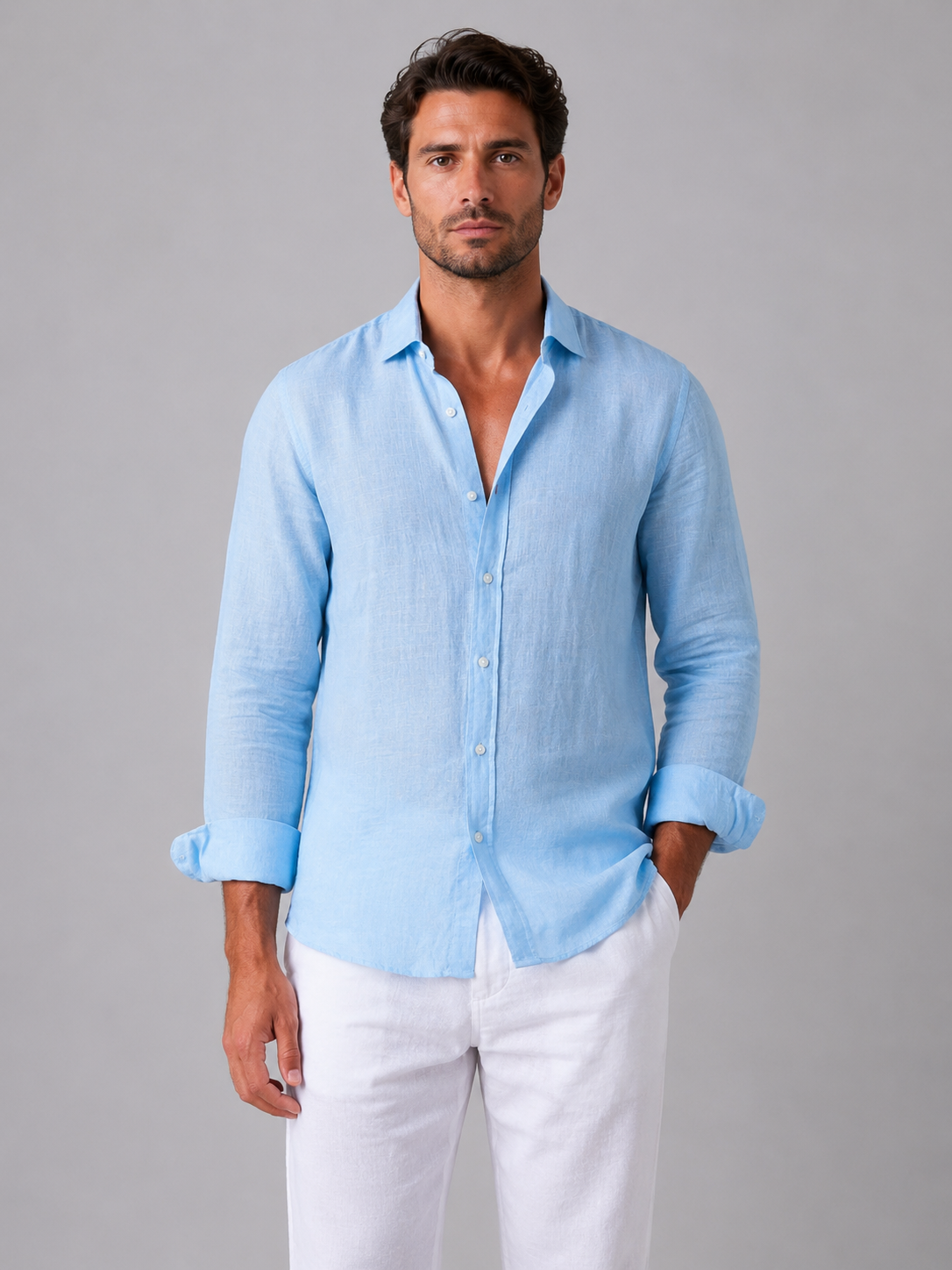 Tristan | Chemise Aspect Lin Boutonnée