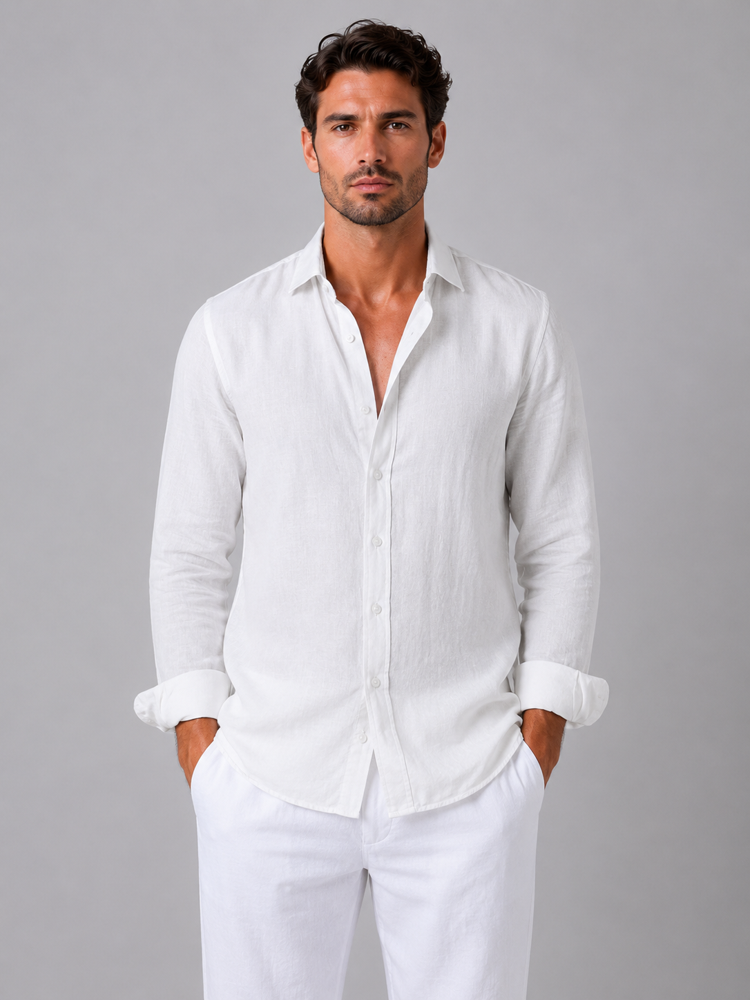 Tristan | Chemise Aspect Lin Boutonnée